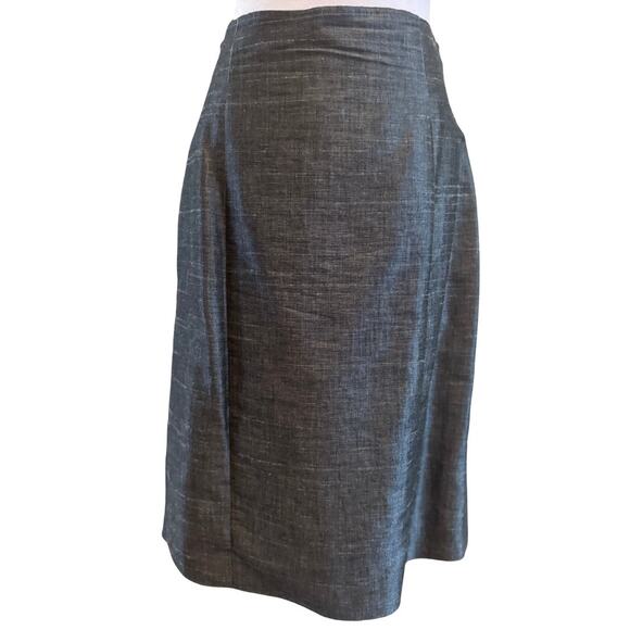 Jon Designer Linen Blend Denim Blue Belted 2 Piece Skirt Suit EUC 6 8 Medium - Picture 6 of 9